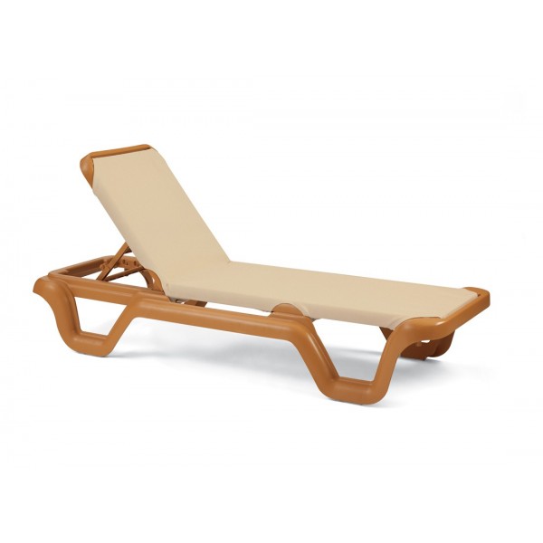 Restaurant Hospitality Poolside Furniture Marina Chaise Lounge Without Arms - Teakwood Frame